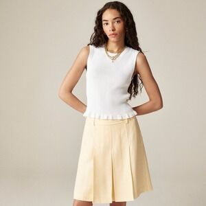 NWT! J. CREW Ruffle Trim Shell Tank Top Premium Ultra-Fine Cotton Solid White XL